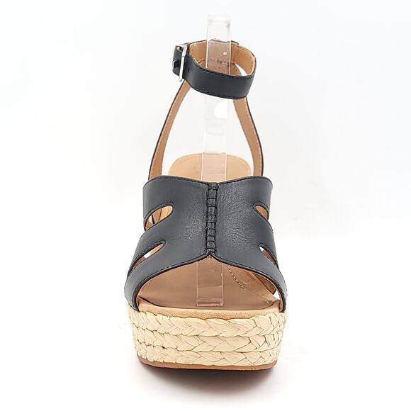 UGG Women Careena Ankle Strap Espadrille Sandals Size US 11 Black Leather - Picture 4 of 5